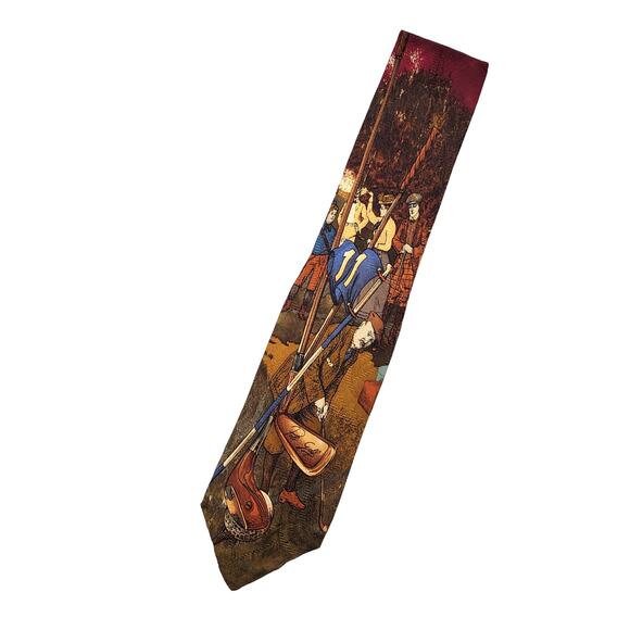 VINTAGE RARE Polo Ralph Lauren Victorian Golf Scene 100% Silk Handmade Necktie - Picture 2 of 9